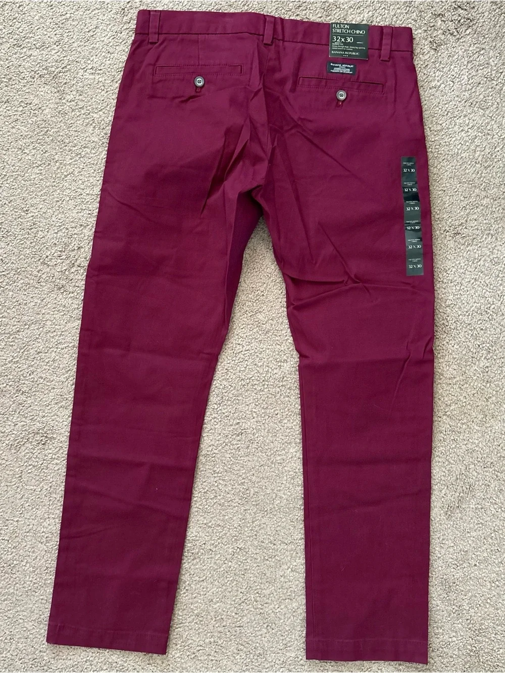 Banana Republic Fulton Men’s Stretch Chino Pants Skinny Fit Burgundy 32/30